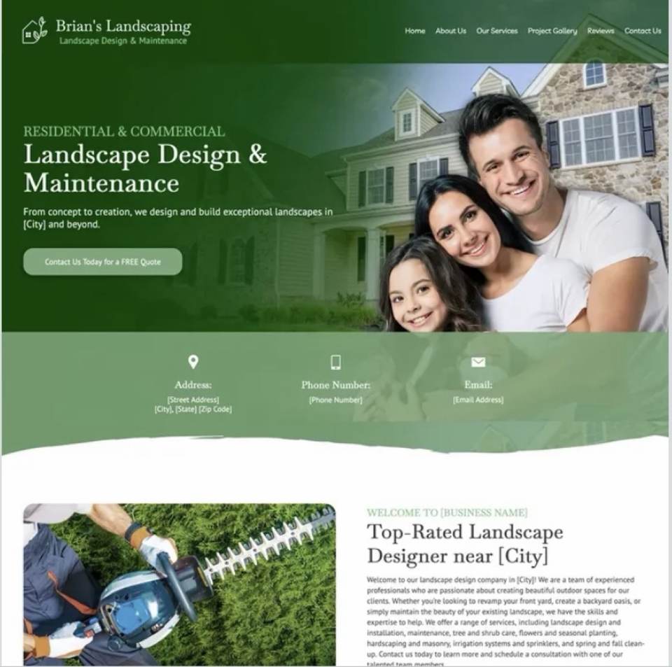 Brian's Landscaping design and maintenance website