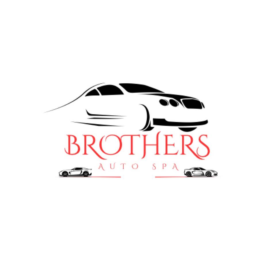 Brothers Auto Spa red and black car line art logo