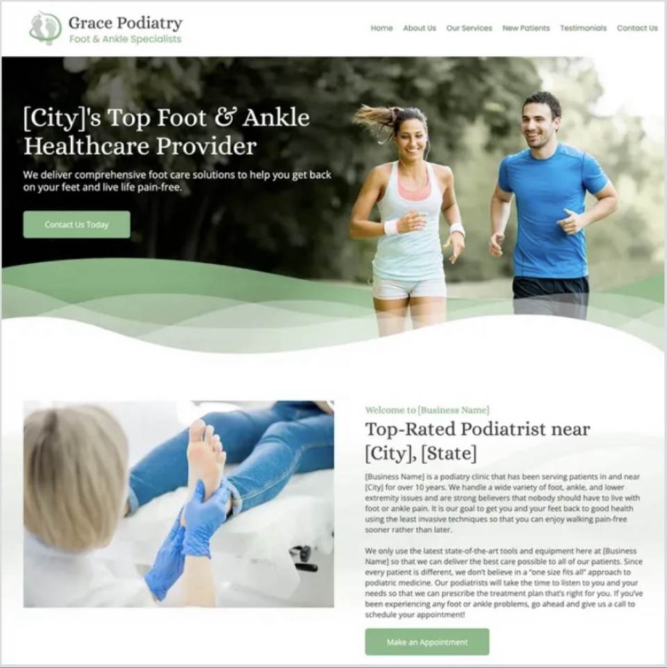 Grace Podiatry foot and ankle specialists website
