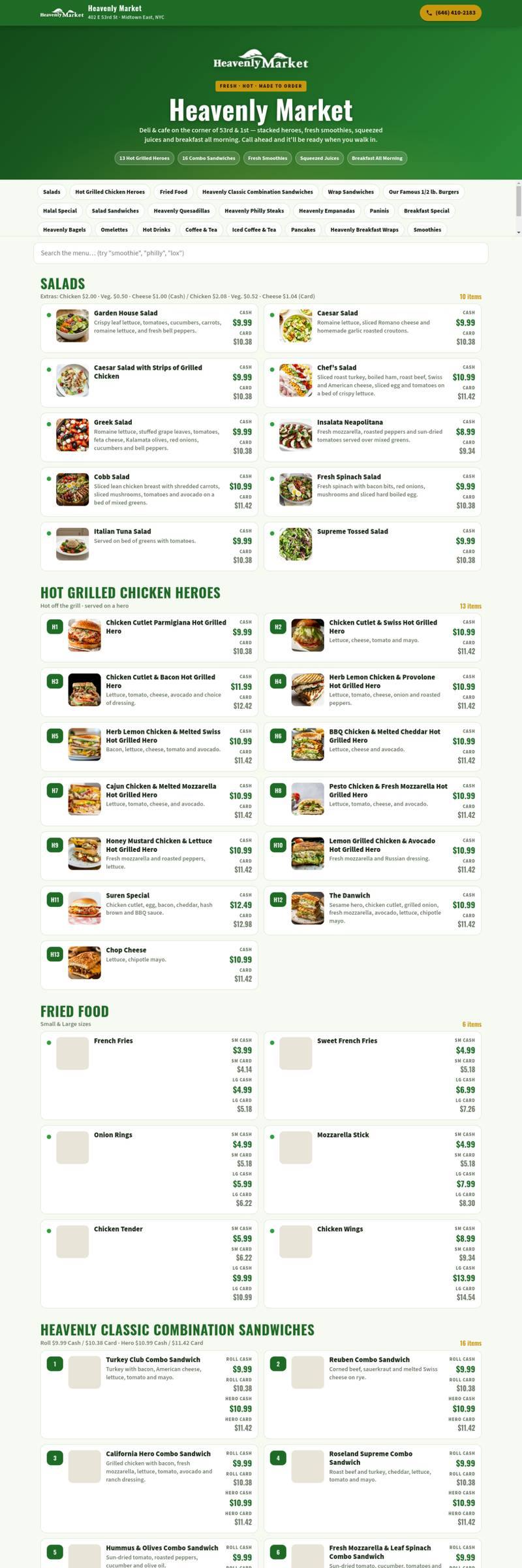 Heavenly Market digital menu