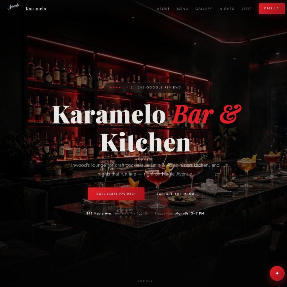 Karamelo Bar and Kitchen lounge website