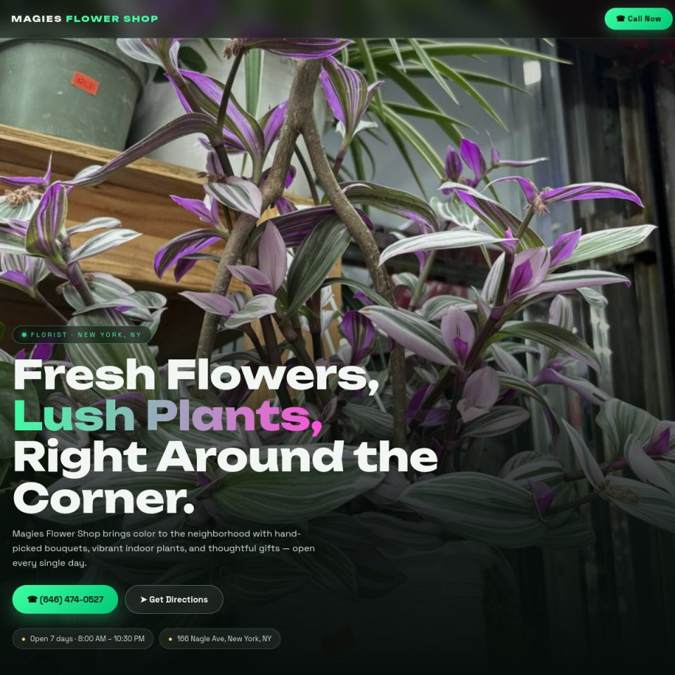 Magies Flower Shop website