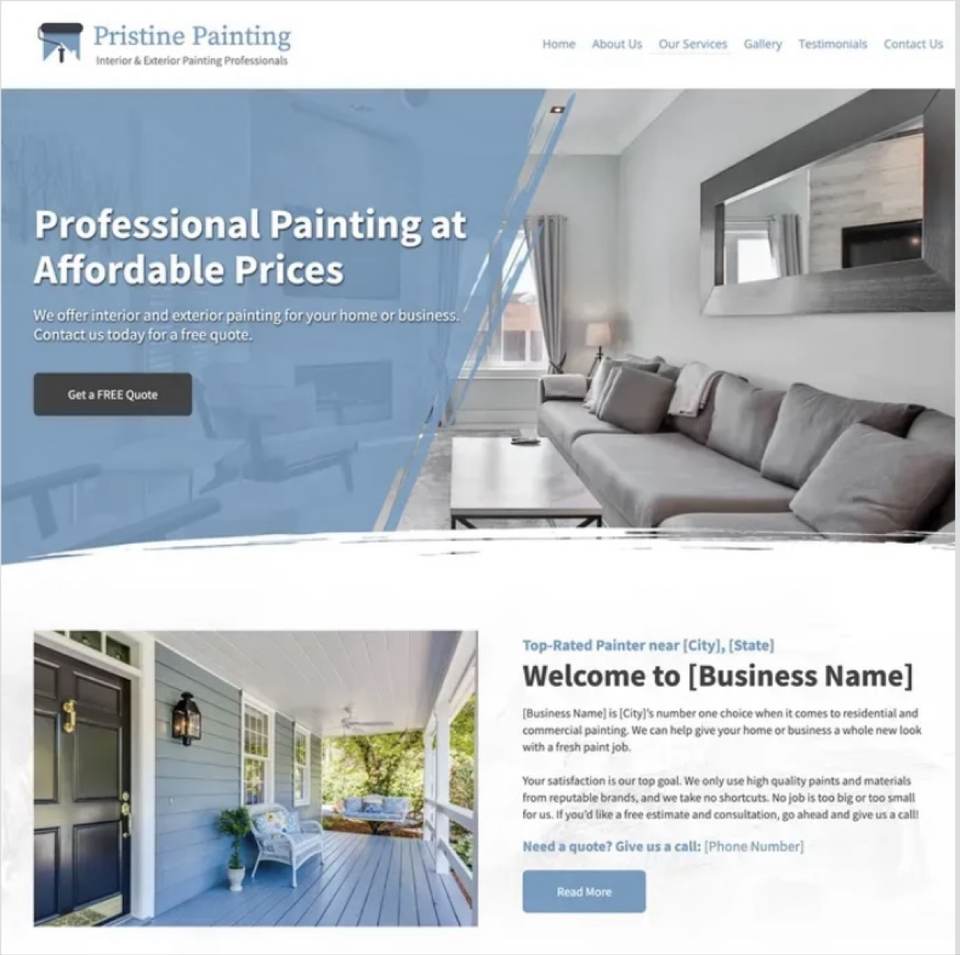 Pristine Painting interior and exterior painting website