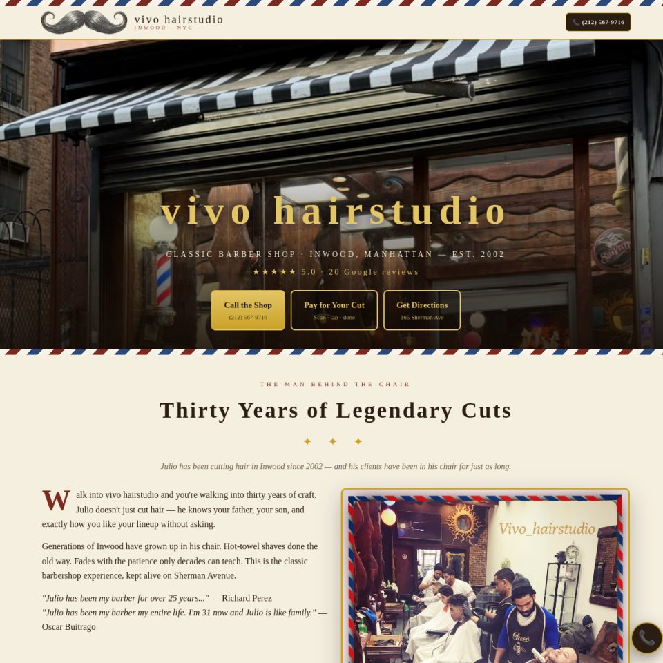 vivo hairstudio barbershop website